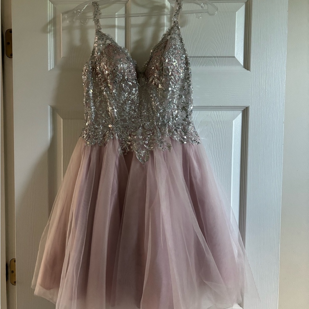 Silver Sequin and Pink Tulle Dress
